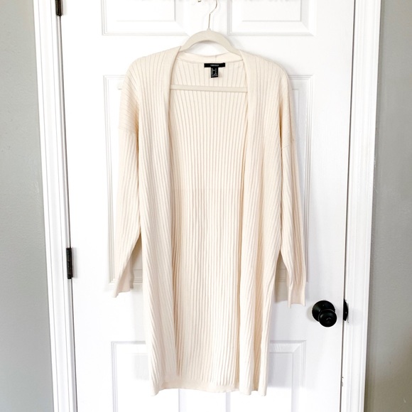 Forever 21 Sweaters - F21 Cream Long Sleeve Duster Cardigan